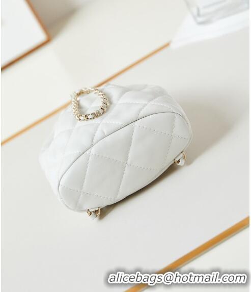 Reasonable Price Chanel Shiny Lambskin Backpack bag AS4810 White 2024