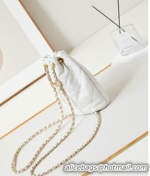 Reasonable Price Chanel Shiny Lambskin Backpack bag AS4810 White 2024