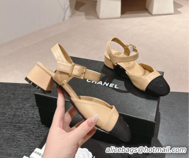 Good Looking Chanel Lambskin Slingback Pumps 3cm Beige 603177