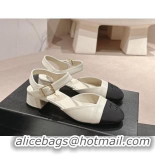 Best Product Chanel Lambskin Slingback Pumps 3cm White 603178