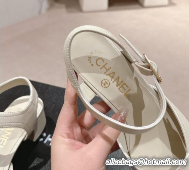 Best Product Chanel Lambskin Slingback Pumps 3cm White 603178