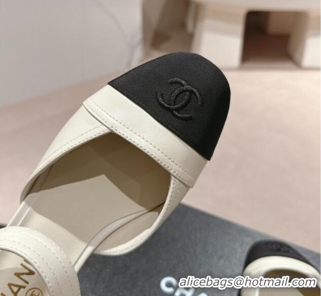 Best Product Chanel Lambskin Slingback Pumps 3cm White 603178