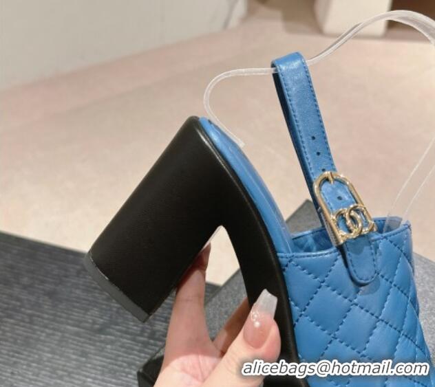 Shop Duplicate Chanel Lambskin Platform Sandals 10cm G45567 Blue 603179