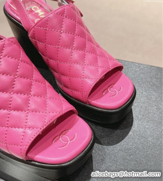 Purchase Chanel Lambskin Platform Sandals 10cm G45567 Pink 603180