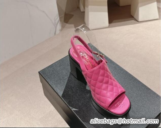 Purchase Chanel Lambskin Platform Sandals 10cm G45567 Pink 603180