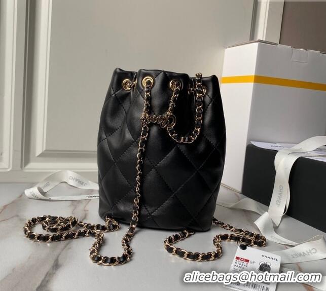 Buy Discount Chanel Shiny Lambskin Backpack bag AS4810 Black 2024