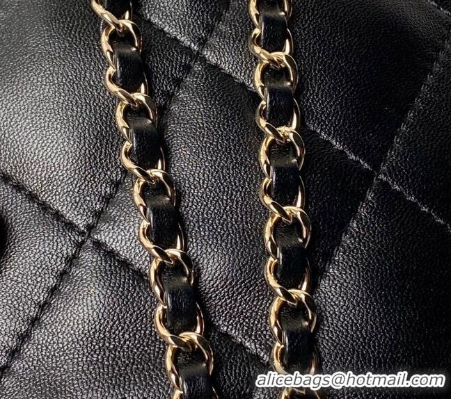 Buy Discount Chanel Shiny Lambskin Backpack bag AS4810 Black 2024