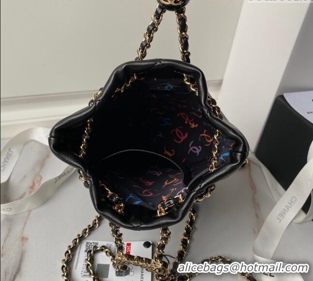 Buy Discount Chanel Shiny Lambskin Backpack bag AS4810 Black 2024