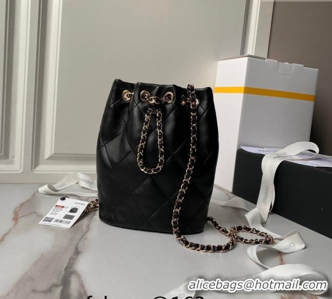 Buy Discount Chanel Shiny Lambskin Backpack bag AS4810 Black 2024