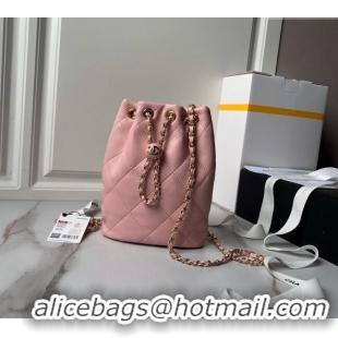 Buy New Cheap Chanel Shiny Lambskin Backpack bag AS4810 Light Pink 2024