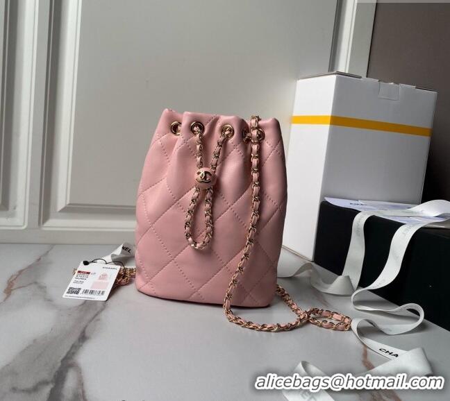 Buy New Cheap Chanel Shiny Lambskin Backpack bag AS4810 Light Pink 2024