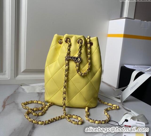 Spot Bulk Chanel Shiny Lambskin Backpack bag AS4810 Yellow 2024