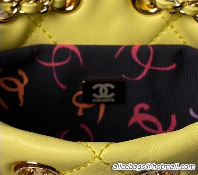 Spot Bulk Chanel Shiny Lambskin Backpack bag AS4810 Yellow 2024