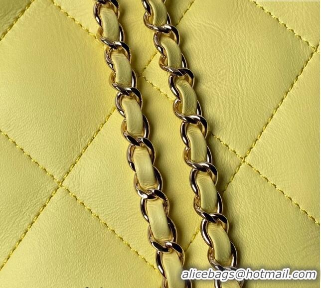 Spot Bulk Chanel Shiny Lambskin Backpack bag AS4810 Yellow 2024