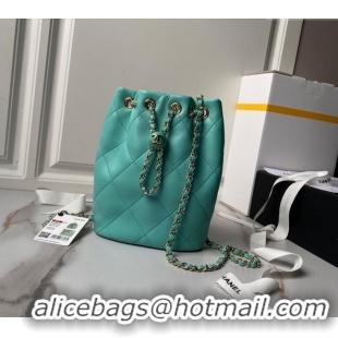 Grade Quality Chanel Shiny Lambskin Backpack bag AS4810 Light Green 2024