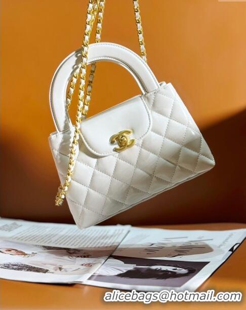 Best Price Chanel Shiny Calfskin Mini Shopping Bag AS4416 White 2024