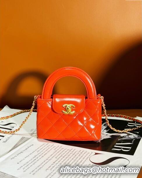 Buy Cheap Chanel Shiny Calfskin Clutch with Chain AP3435 Orange 2024