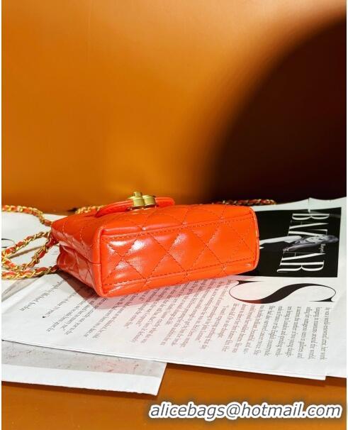 Buy Cheap Chanel Shiny Calfskin Clutch with Chain AP3435 Orange 2024