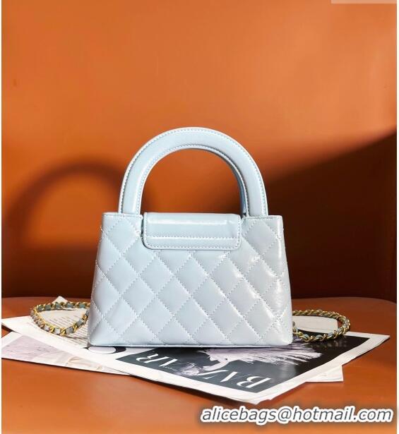 Particularly Recommended Chanel Shiny Calfskin Mini Shopping Bag AS4416 Light Blue 2024