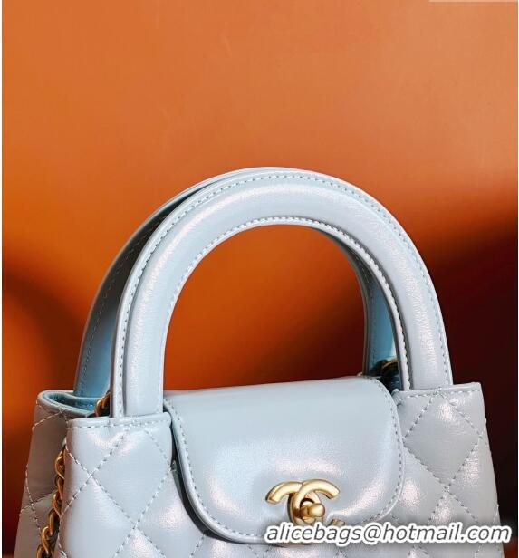 Particularly Recommended Chanel Shiny Calfskin Mini Shopping Bag AS4416 Light Blue 2024