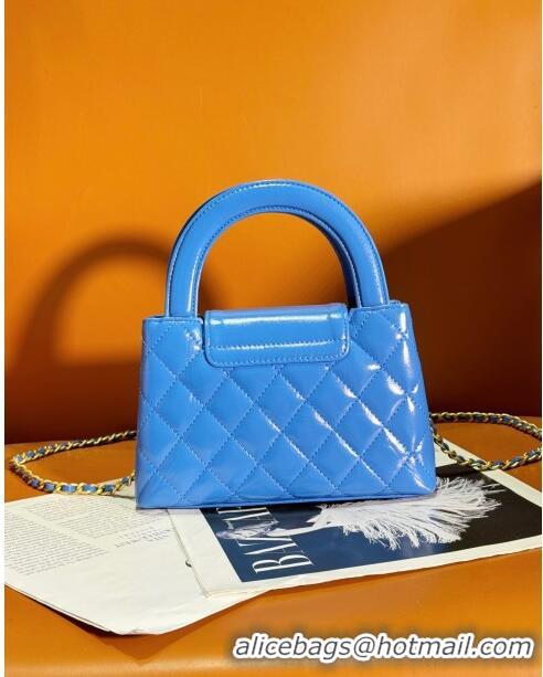 Luxury Classic Chanel Shiny Calfskin Mini Shopping Bag AS4416 Blue 2024