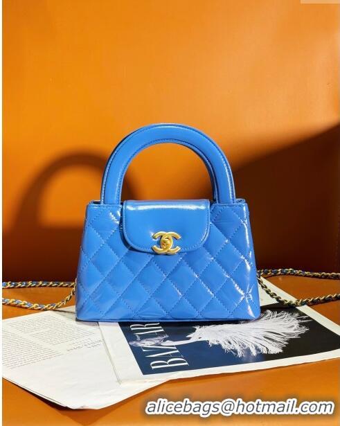 Luxury Classic Chanel Shiny Calfskin Mini Shopping Bag AS4416 Blue 2024