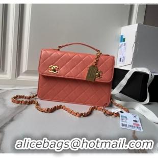 Best Price Chanel Leather Flap bag with Top Handle AS6025 Pink 2024