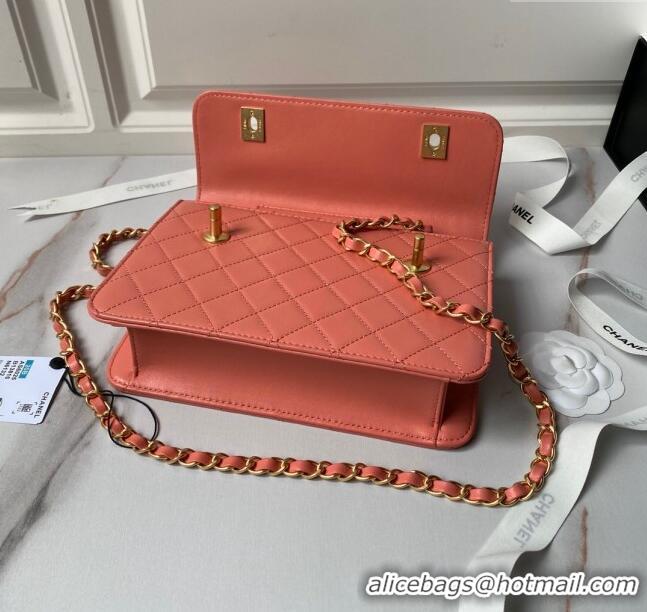 Best Price Chanel Leather Flap bag with Top Handle AS6025 Pink 2024