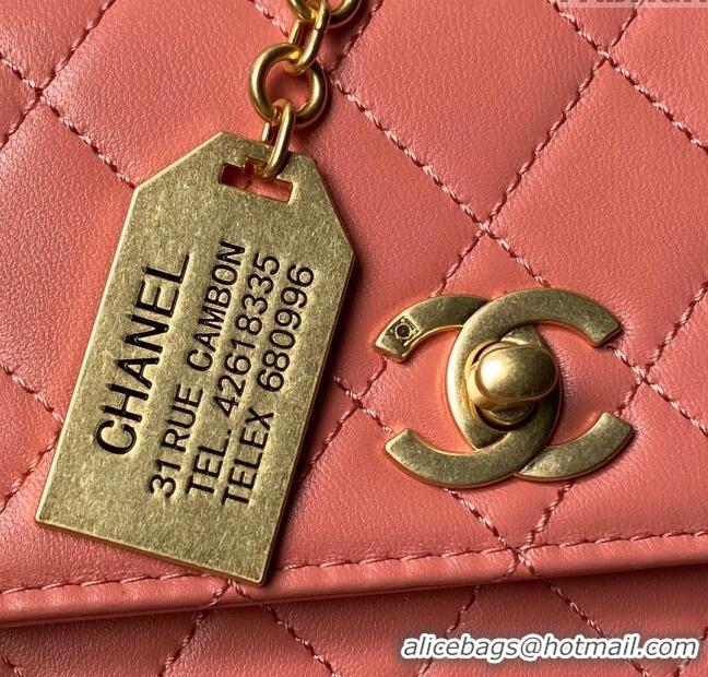 Best Price Chanel Leather Flap bag with Top Handle AS6025 Pink 2024