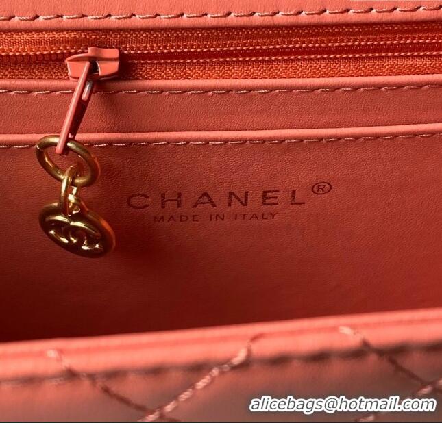 Best Price Chanel Leather Flap bag with Top Handle AS6025 Pink 2024