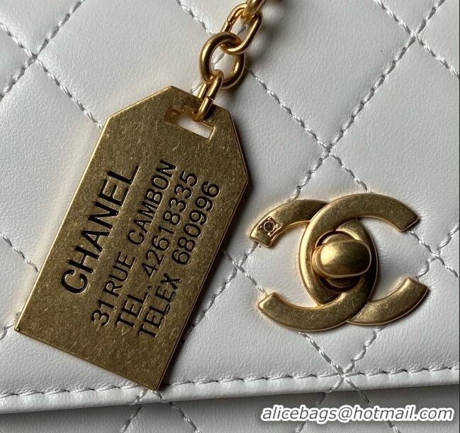 Luxury Classic Chanel Leather Flap bag with Top Handle AS6025 White 2024