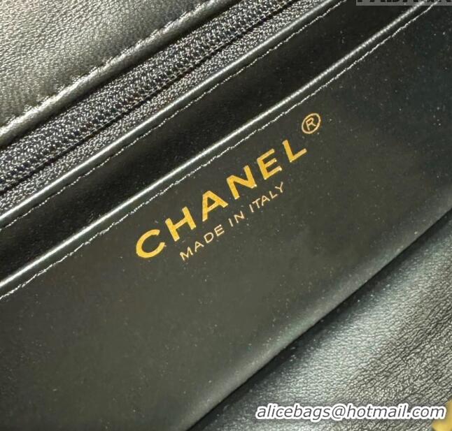 Modern Cheap Chanel Lambskin Classic 11.12 Mini Handbag with Charm A01116 Black 2024