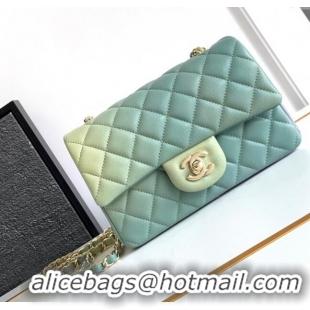 Best Price Chanel Classic 11.12 Mini Handbag A01116 Green/Blue 2024