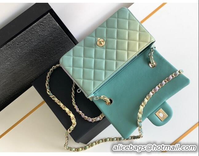 Best Price Chanel Classic 11.12 Mini Handbag A01116 Green/Blue 2024