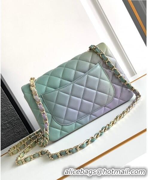 Best Price Chanel Classic 11.12 Mini Handbag A01116 Green/Blue 2024