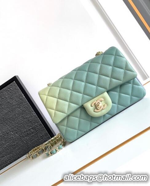 Best Price Chanel Classic 11.12 Mini Handbag A01116 Green/Blue 2024