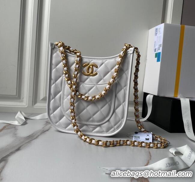 Best Quality Chanel Calfskin Hobo Bag AS4532 White 2024