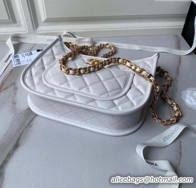 New Product Chanel Calfskin Hobo Bag AS4666 White 2024