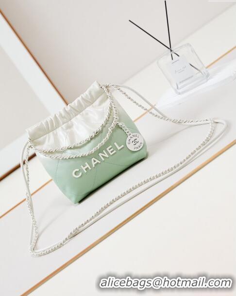 Wholesale Chanel 22 Mini Shopping Bag in Patent Gradient Calfskin & Lacquered Metal AS3980 Green 2024