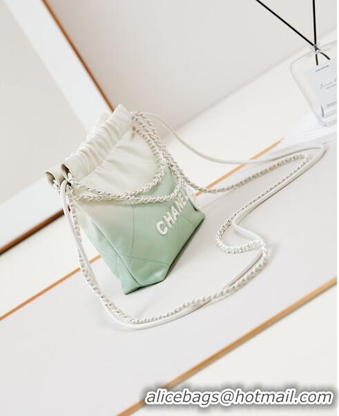 Wholesale Chanel 22 Mini Shopping Bag in Patent Gradient Calfskin & Lacquered Metal AS3980 Green 2024