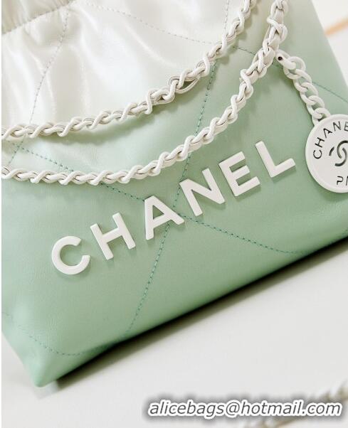 Wholesale Chanel 22 Mini Shopping Bag in Patent Gradient Calfskin & Lacquered Metal AS3980 Green 2024