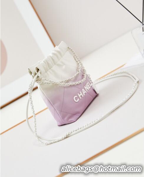 Buy Classic Chanel 22 Mini Shopping Bag in Patent Gradient Calfskin & Lacquered Metal AS3980 Lilac 2024