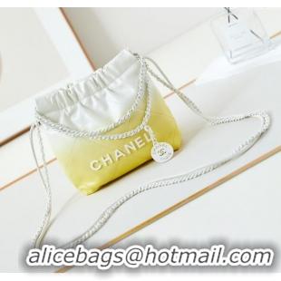 Sophisticated Chanel 22 Mini Shopping Bag in Patent Gradient Calfskin & Lacquered Metal AS3980 Yellow 2024