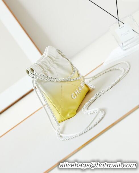 Sophisticated Chanel 22 Mini Shopping Bag in Patent Gradient Calfskin & Lacquered Metal AS3980 Yellow 2024