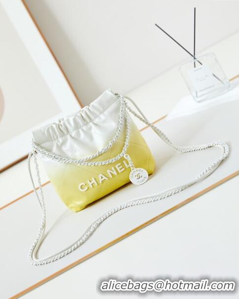 Sophisticated Chanel 22 Mini Shopping Bag in Patent Gradient Calfskin & Lacquered Metal AS3980 Yellow 2024