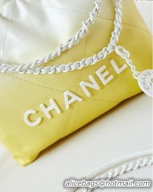 Sophisticated Chanel 22 Mini Shopping Bag in Patent Gradient Calfskin & Lacquered Metal AS3980 Yellow 2024