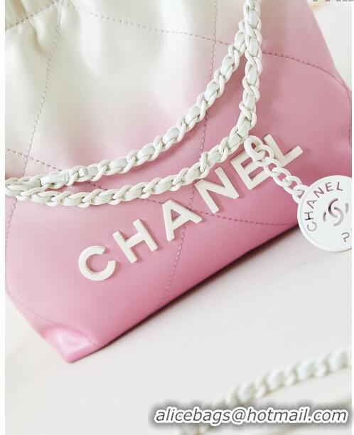 Best Grade Chanel 22 Mini Shopping Bag in Patent Gradient Calfskin & Lacquered Metal AS3980 Pink 2024