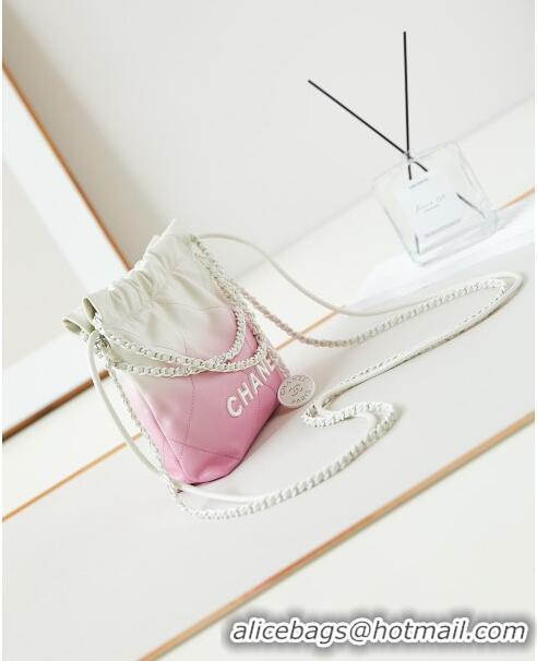 Best Grade Chanel 22 Mini Shopping Bag in Patent Gradient Calfskin & Lacquered Metal AS3980 Pink 2024