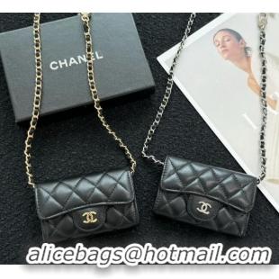 New Stylish Chanel Lambskin Clutch with Chain Mini Bag 0617 Black 2024