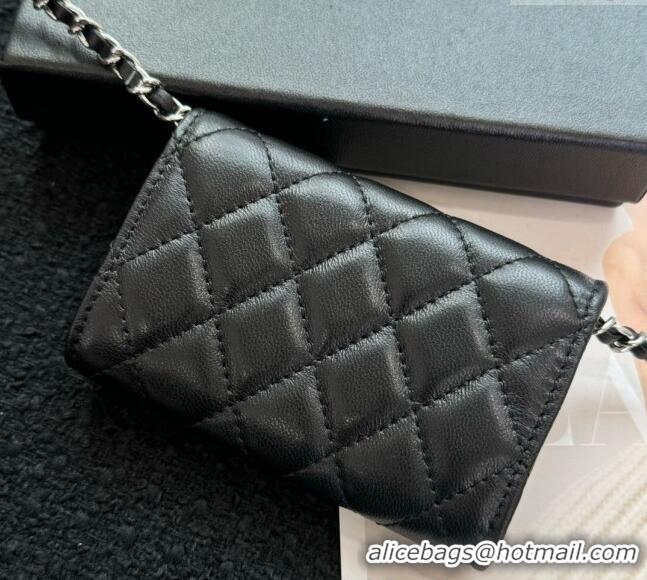 New Stylish Chanel Lambskin Clutch with Chain Mini Bag 0617 Black 2024